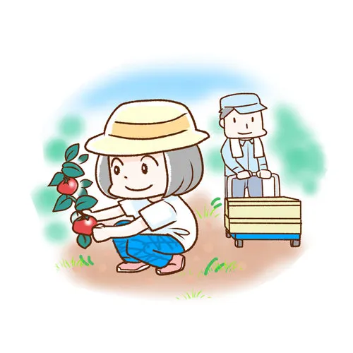 農作業をする