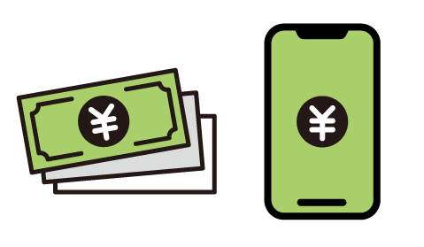 現金またはネット決済アイコン